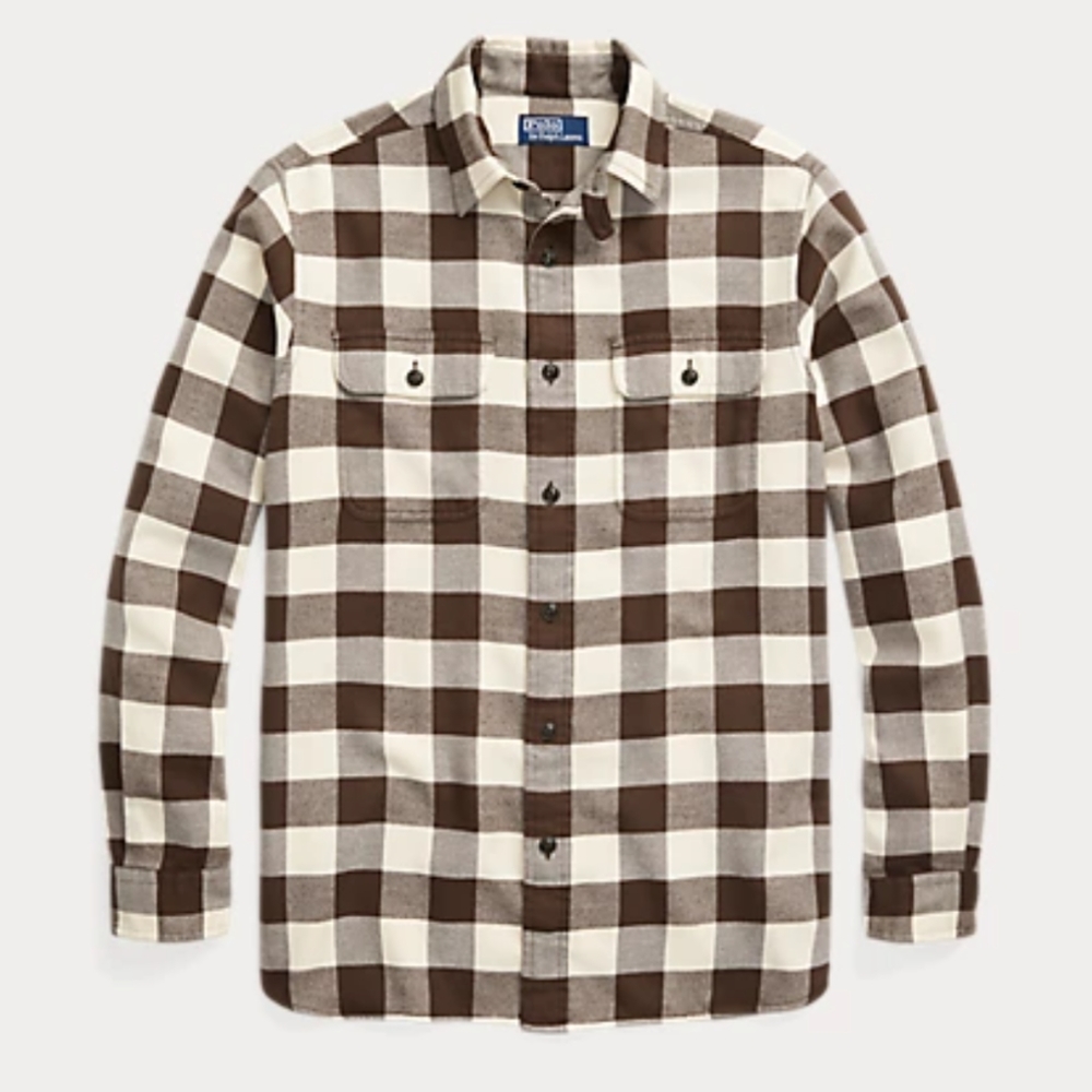 🔥Polo Ralph Lauren Classic Fit Checked Twill Workshirt.